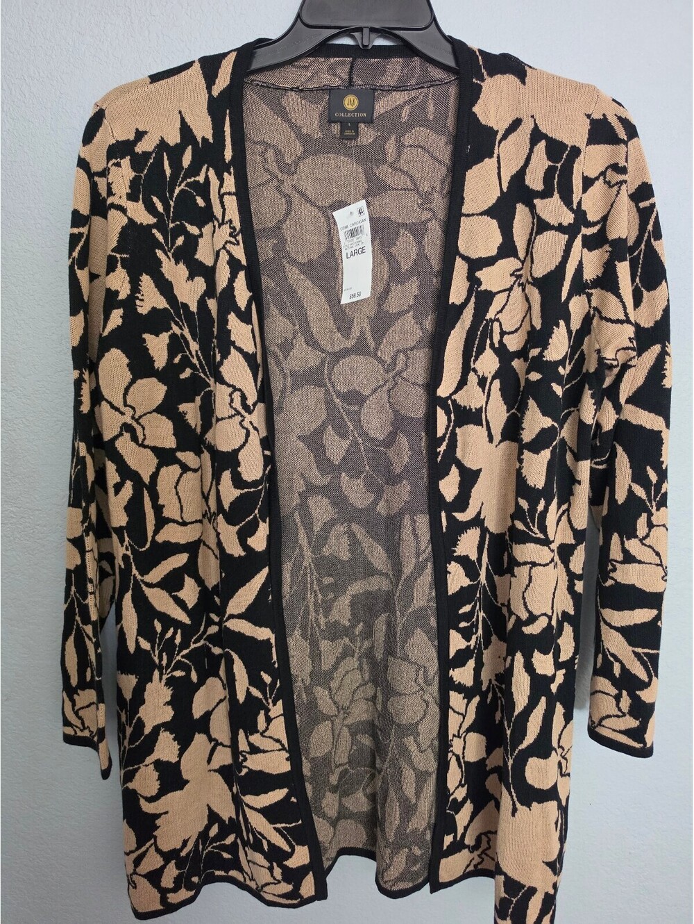JM Collection Women's Large Floral Open Front Cardigan Sweater